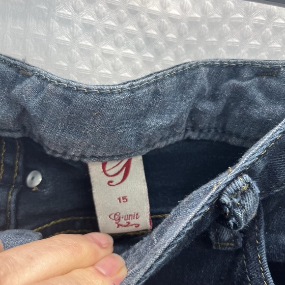 G-Unit Juniors Dark Wash Embroidered G Y2K Bootcut Jeans Size 15 Hip Hop - Picture 7 of 8